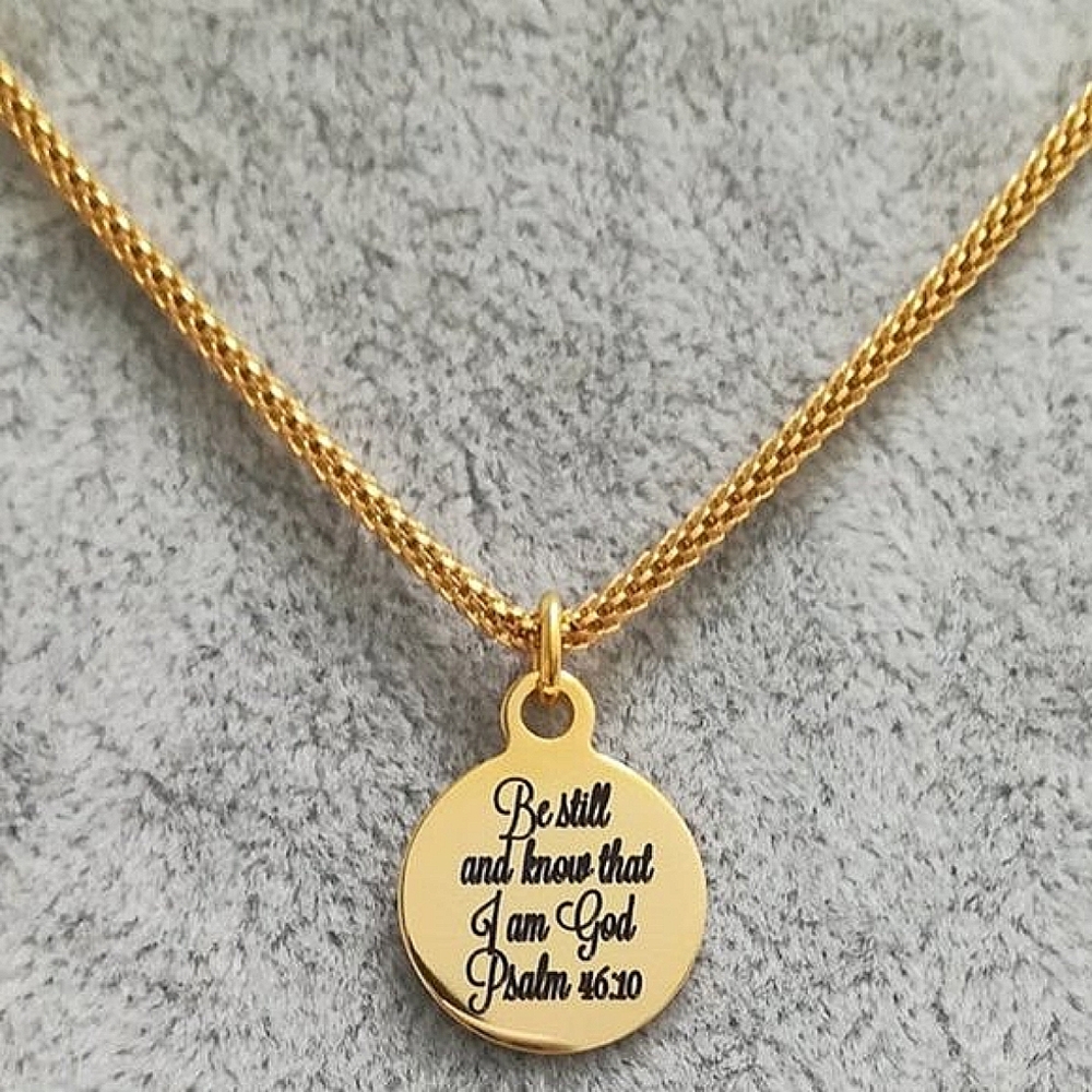 Gold Christian Bible Verse Scripture Necklace